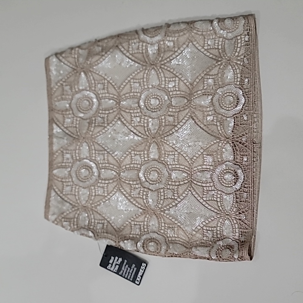 Express Tan Sequin Lace Skirt